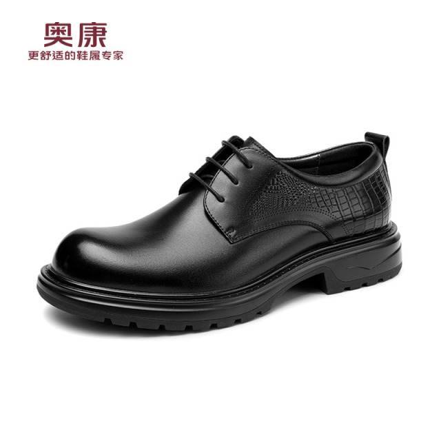 13134456.奥康2026新款休闲皮鞋男士春秋舒适正装商务英伦黑色经典男鞋
