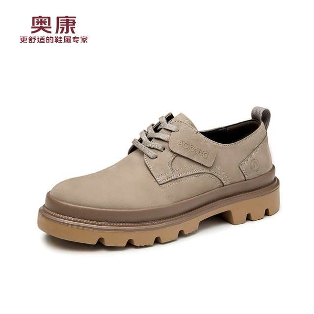 13133590.奥康【头层牛皮】工装皮鞋复古英伦风时尚休闲男鞋真皮透气潮流英伦风