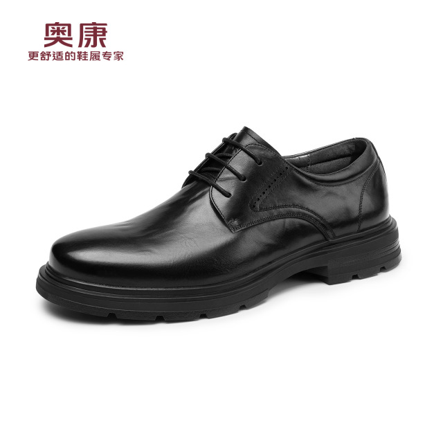 13140636.奥康【头层牛皮】春秋新款商务休闲男皮鞋正装系带英伦百搭通勤男鞋