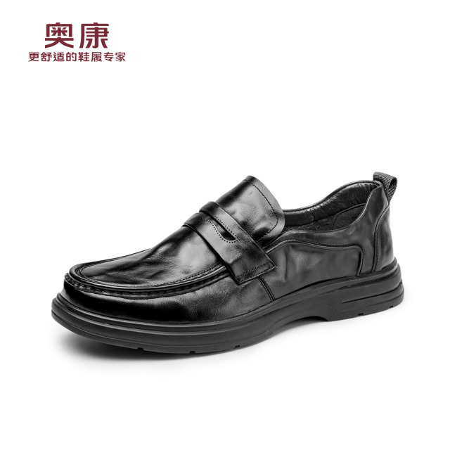 13140338.奥康【头层牛皮】春季新款乐福鞋男士商务休闲皮鞋一脚蹬通勤开车鞋