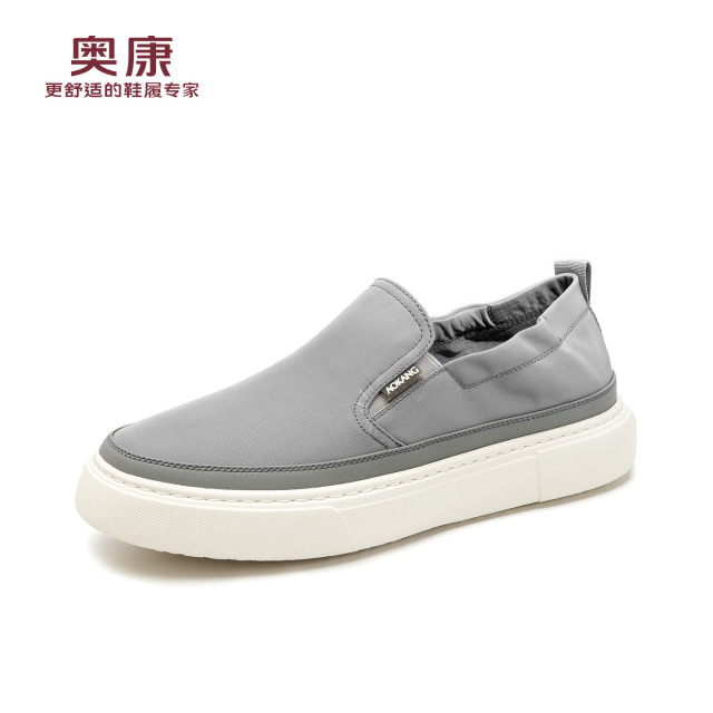 13139950.奥康【简约帆布鞋】新款素面平底休闲鞋套脚休闲鞋舒适透气百搭板鞋