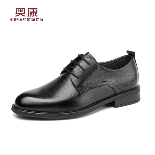 13141168.奥康【头层牛皮】男士真皮商务休闲鞋英伦正装系带舒适职场婚礼男皮鞋
