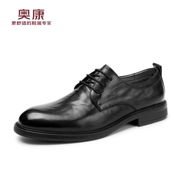 13346301.【头层牛皮】春季2026皮鞋商务休闲正装百搭真皮手抓纹男士德比鞋