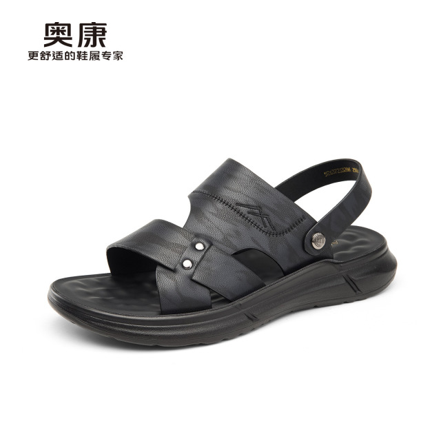 13421042.奥康凉鞋男2026夏季新款透气休闲鞋平底舒适防滑沙滩鞋两穿爸爸凉拖鞋
