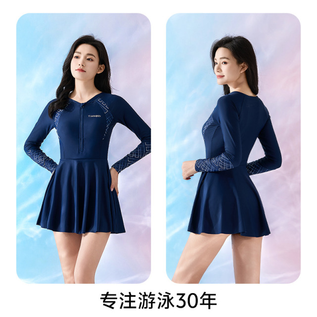12427800.天姿温泉泳衣女高级感新款防晒度假连体女款泳衣游泳馆专用