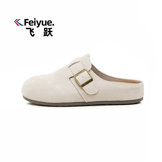 13222154.飞跃勃肯鞋女款2026春季新款爆款软底休闲鞋一脚蹬百搭包头半拖女