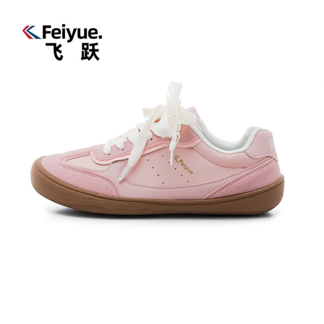 13222137.飞跃正品2026春季女鞋休闲德训鞋复古百搭蕾丝鞋带时尚新款小白鞋