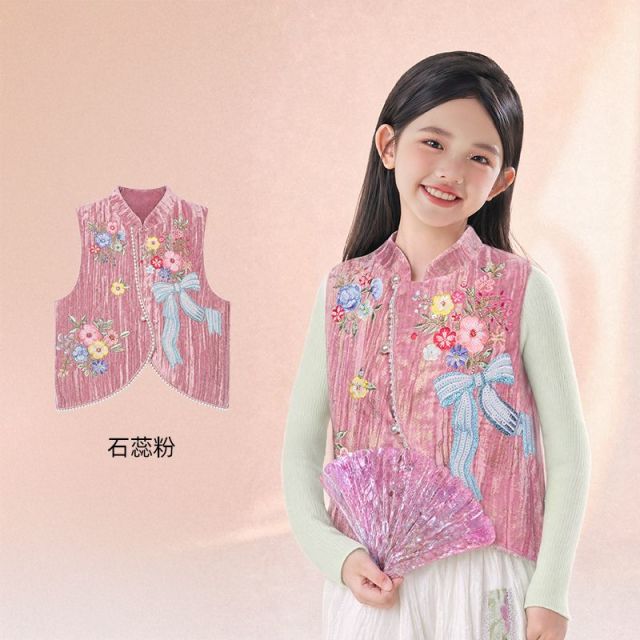 13841522.年衣童装新中式马甲女童秋季新款国风汉服唐装无袖背心上衣马夹