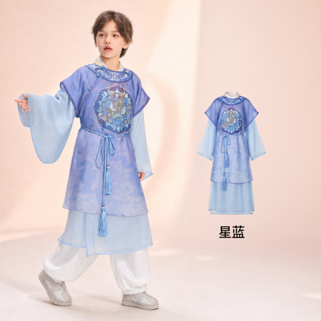 13842414.年衣童装男童汉服秋季新款儿童中式改良唐装汉服套装长袍表演礼服