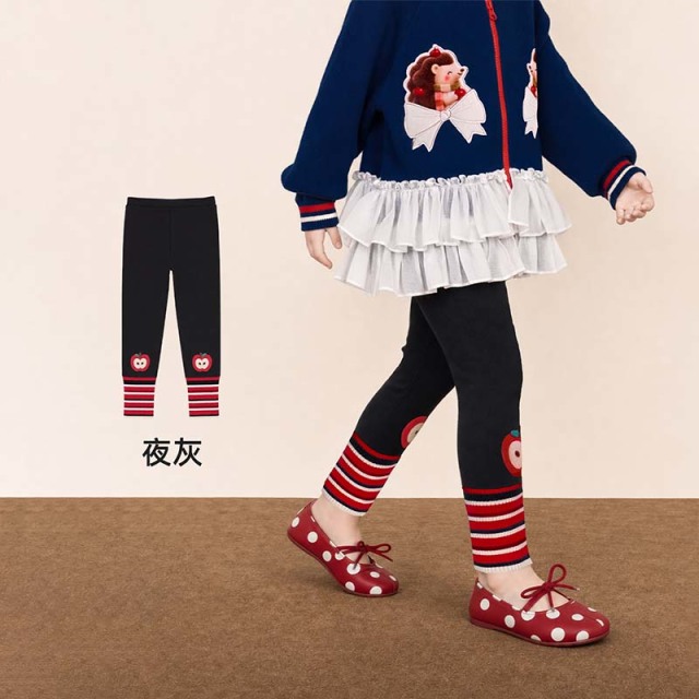 13843858.年衣童装打底裤秋季新款女童可爱休闲弹力紧身拼接瑜伽裤运动长裤