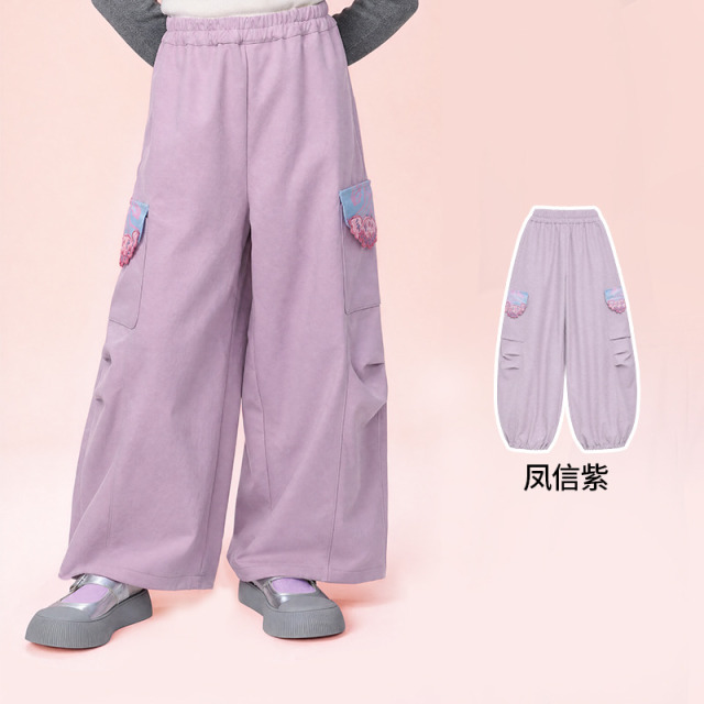 13842266.年衣童装长裤女童秋季新款儿童休闲新中式女孩收口裤子直筒工装裤