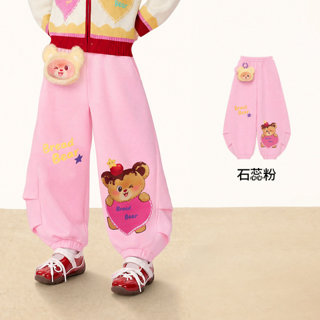 13843494.年衣童装儿童收脚长裤2026年秋季新款女童卡通可爱潮休闲裤运动裤