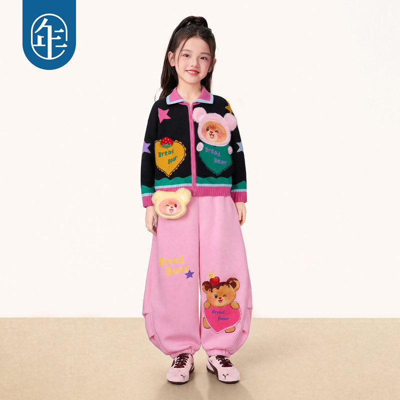 13843228.年衣童装儿童外套2026年秋季新款女童卡通撞色休闲运动衫开衫上衣