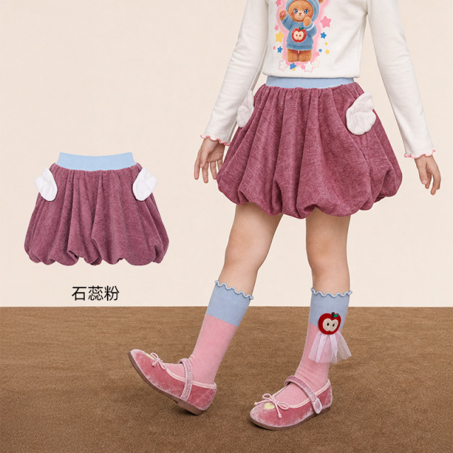 13843864.年衣童装短裙秋季新款女童可爱花苞高腰松紧半身裙女孩蓬蓬裙裙子