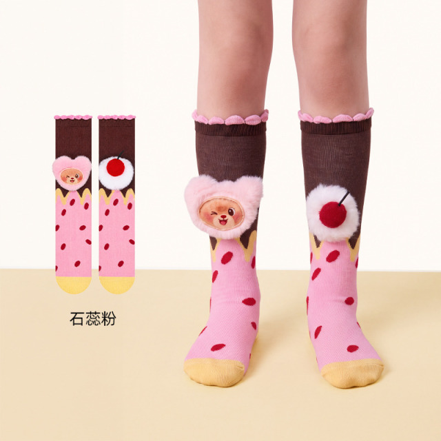 13843873.【熊抱甜心袜子】年衣童装儿童袜子女童秋季新款宝宝撞色长筒袜