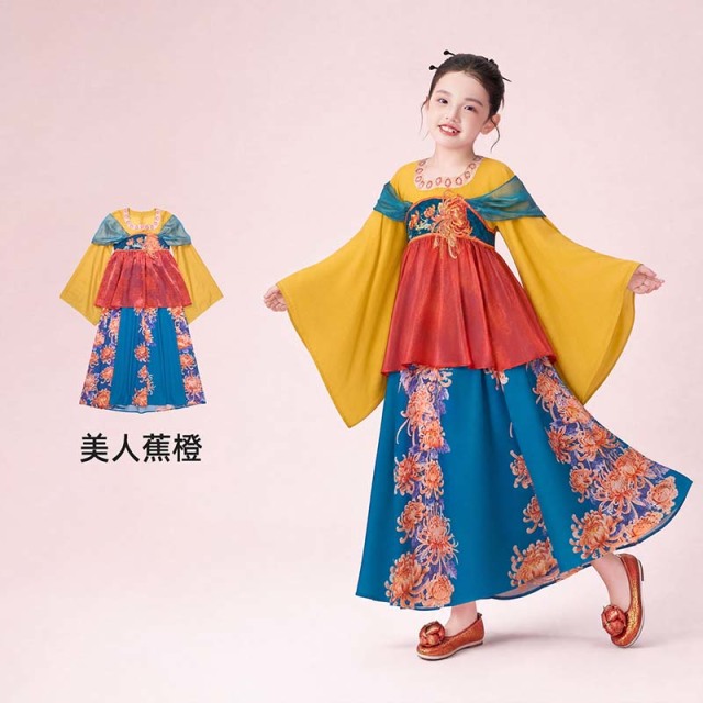 13842486.年衣童装汉服裙女童秋季新款唐装中式连衣裙改良唐制大袖表演礼服