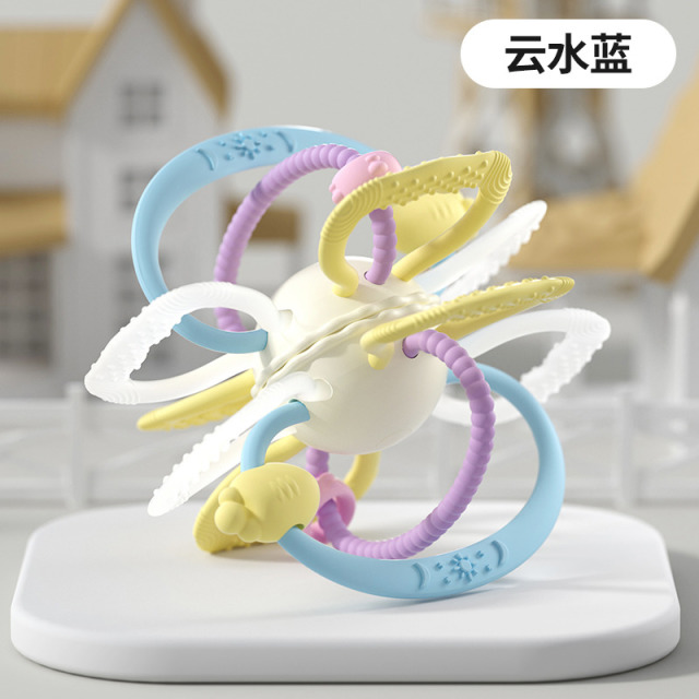 12595875.曼龙曼哈顿手抓球婴儿硅胶可咬0到一岁宝宝玩具抓握口欲期磨牙胶