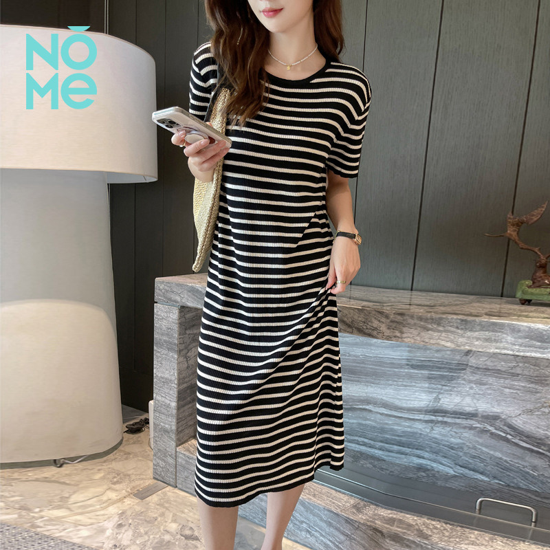 13152224.NOME新款韩系经典显瘦条纹运动裙休闲长裙简约高级感
