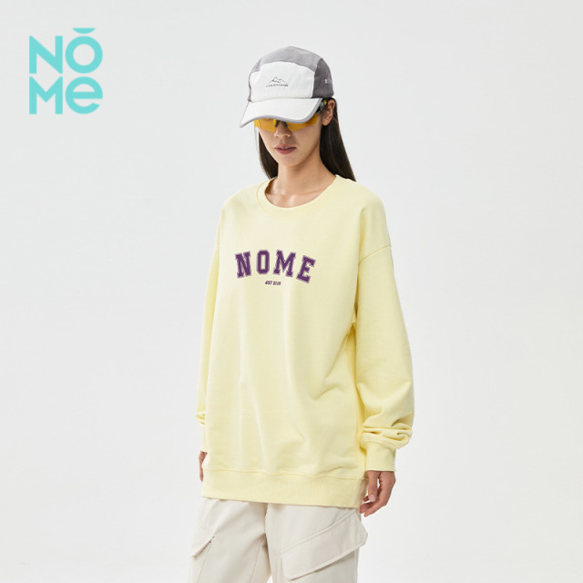 13152232.NOME新款重磅户外运动宽松圆领复古休闲字母套头卫衣男女同款