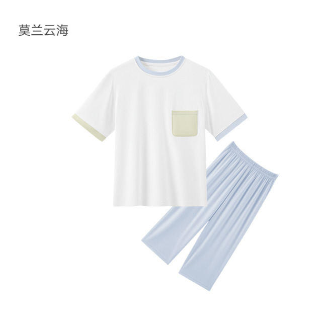 13529224.MILOFISH米乐鱼儿童莫代尔短袖七分裤夏季凉感透气男女童宝宝家居服