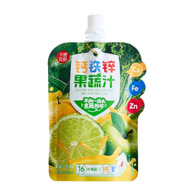 12716528.小碗良食钙铁锌果蔬汁饮料100g/袋 儿童健康果蔬汁果汁饮品