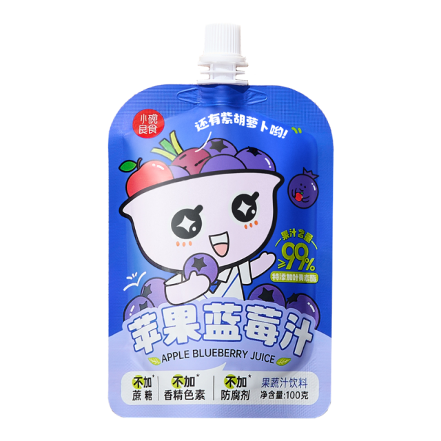 12716505.小碗良食苹果蓝莓汁果蔬汁饮料100g/袋 儿童健康复合果汁饮品