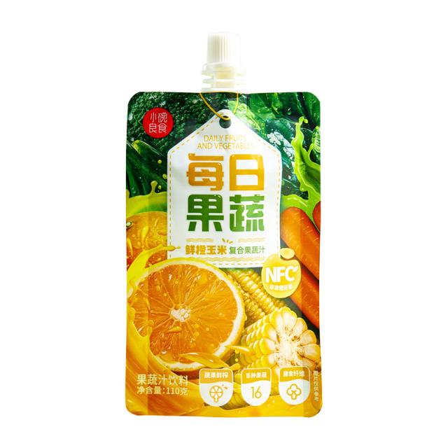12715862.小碗良食每日果蔬鲜橙玉米复合果蔬汁110g/袋 NFC膳食纤维果汁饮品