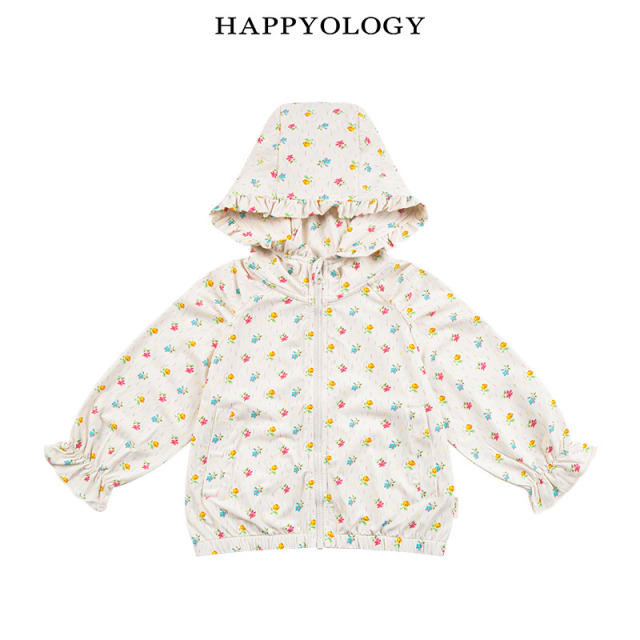13389421.happyology春夏女童连帽荷叶边轻薄外套夹克