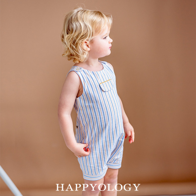 13441332.happyology英国宝宝夏季短款连体衣婴幼儿清新条纹连身哈衣