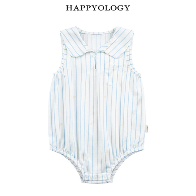 13441334.happyology英国宝宝夏季条纹无袖连体衣婴幼儿连身哈衣
