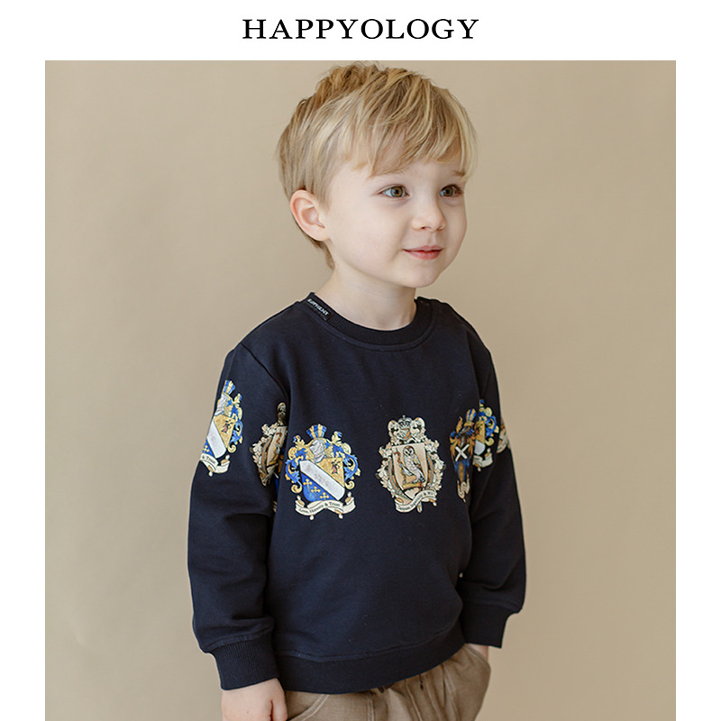 13441323.happyology英国儿童春秋印花圆领套头卫衣男童休闲卫衣