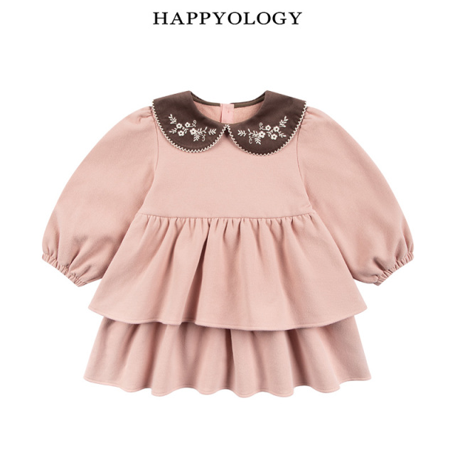 13507676.happyology女童翻领绣花针织连衣裙