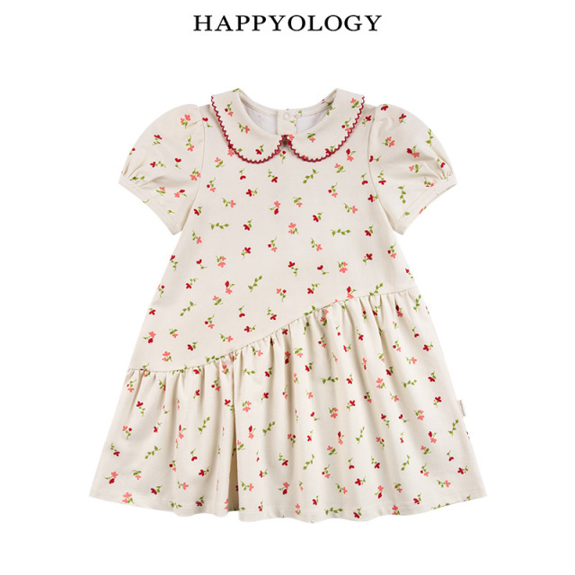 13674922.happyology夏季女童宝宝针织翻领短袖连衣裙