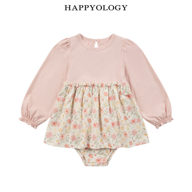13674932.happyology春季女童宝宝拼接长袖针织连体服