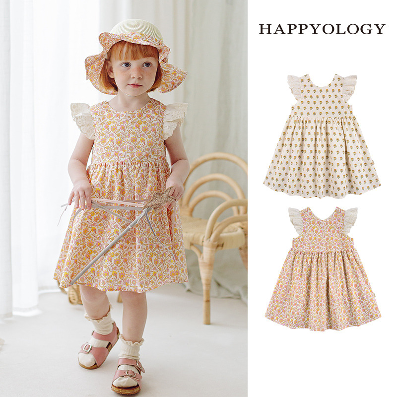 13674941.happyology夏季女童宝宝花边小飞袖连衣裙