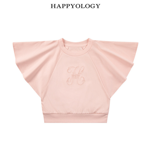 13674957.happyology夏季女童宝宝插肩袖绣花针织上衣