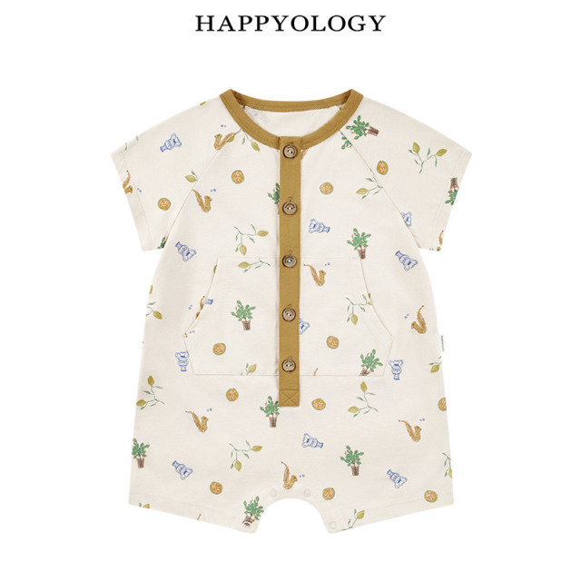 13674906.happyology夏季男童宝宝满版印花短袖连体衣
