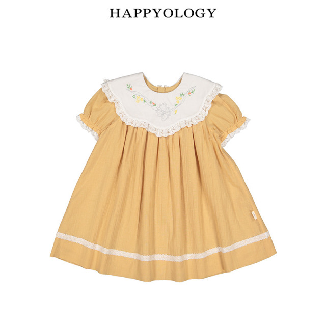 13674968.happyology夏季女童宝宝绣花领短袖连衣裙