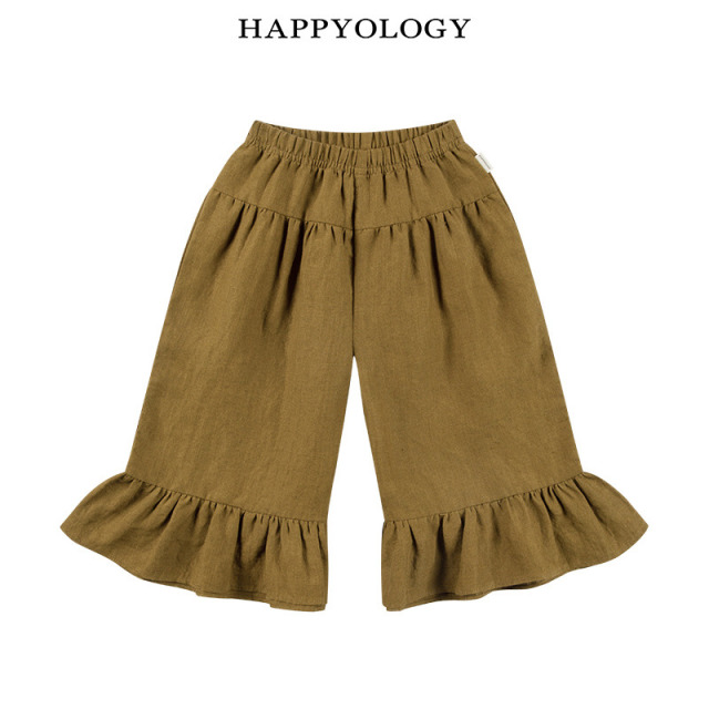 13674975.happyology夏季女童宝宝育克分割九分阔腿裤