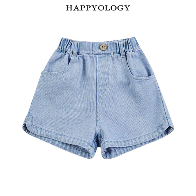 13674956.happyology夏季女童宝宝复古口袋高腰短裤