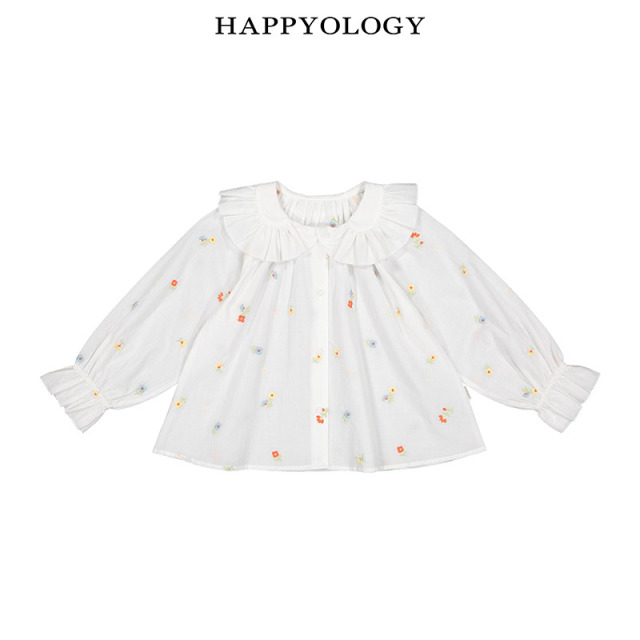 13674954.happyology春季女童宝宝大翻领满绣衬衣