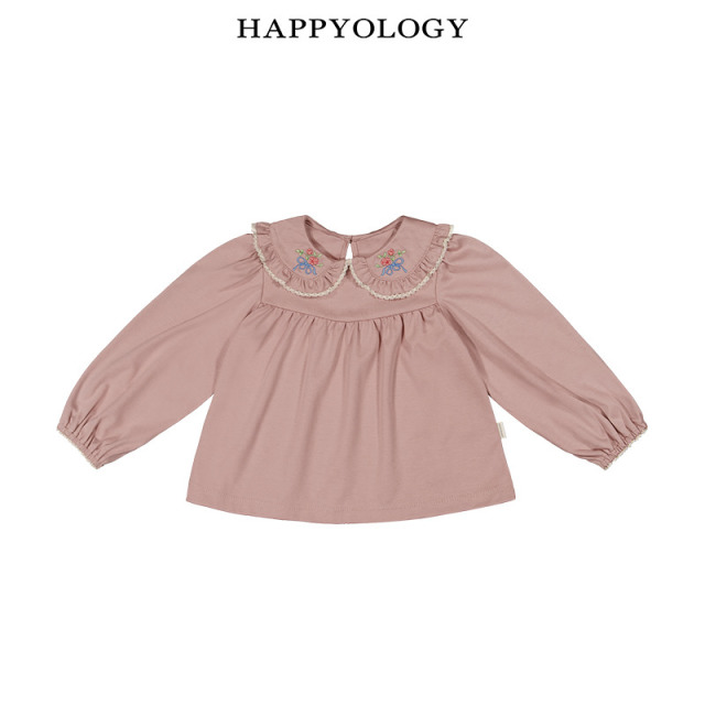 13674972.happyology春季女童宝宝绣花领长袖针织上衣