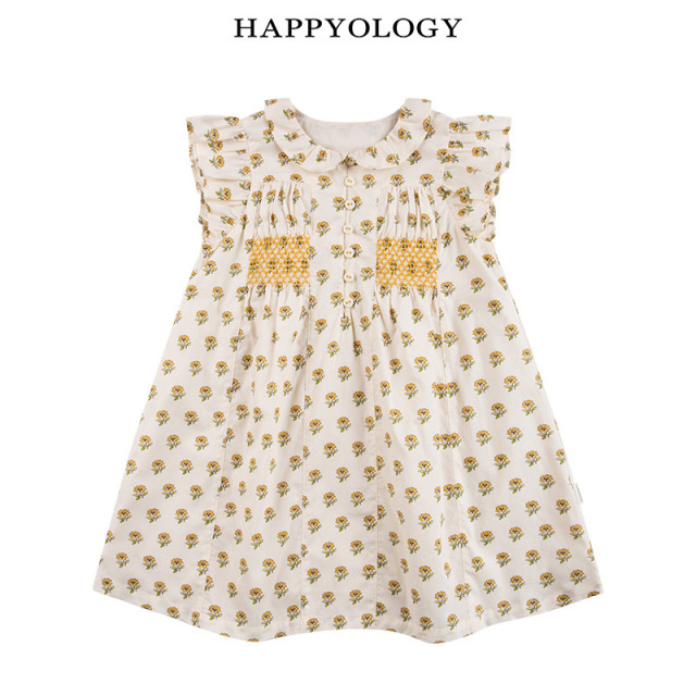 13674978.happyology夏季女童宝宝司马克荷叶边领连衣裙