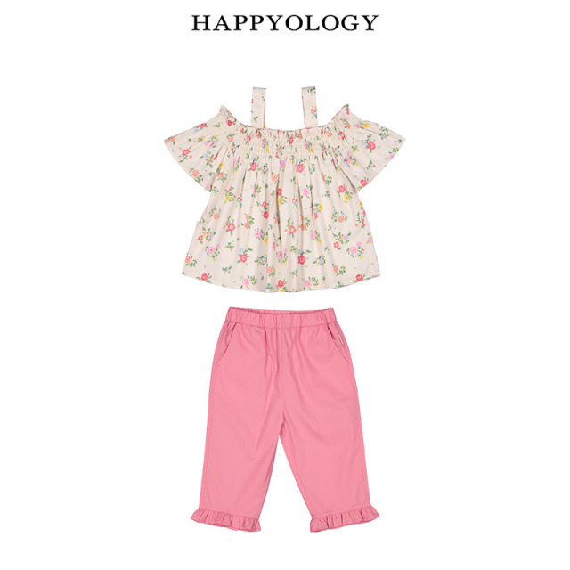 13674907.happyology夏季女童宝宝落肩上衣长裤两件套