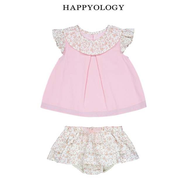 13674963.happyology夏季女童宝宝荷叶边拼接套装
