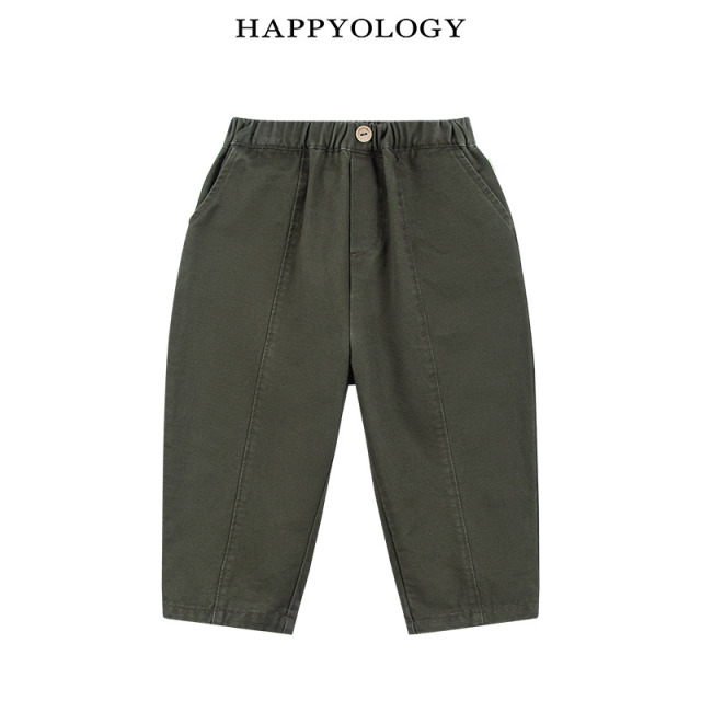13695341.happyology秋冬新品男童净色水洗廓形长裤
