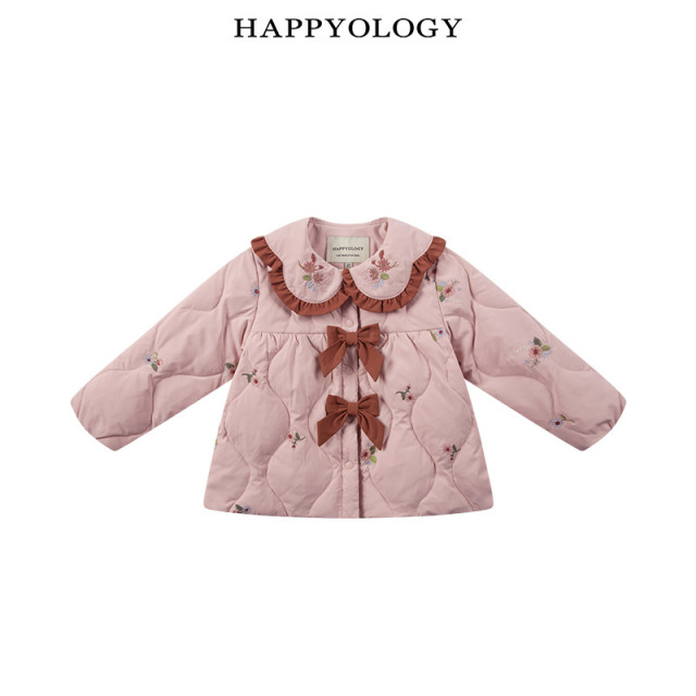 13695356.happyology秋冬新品男女童翻领绣花绗缝羽绒服