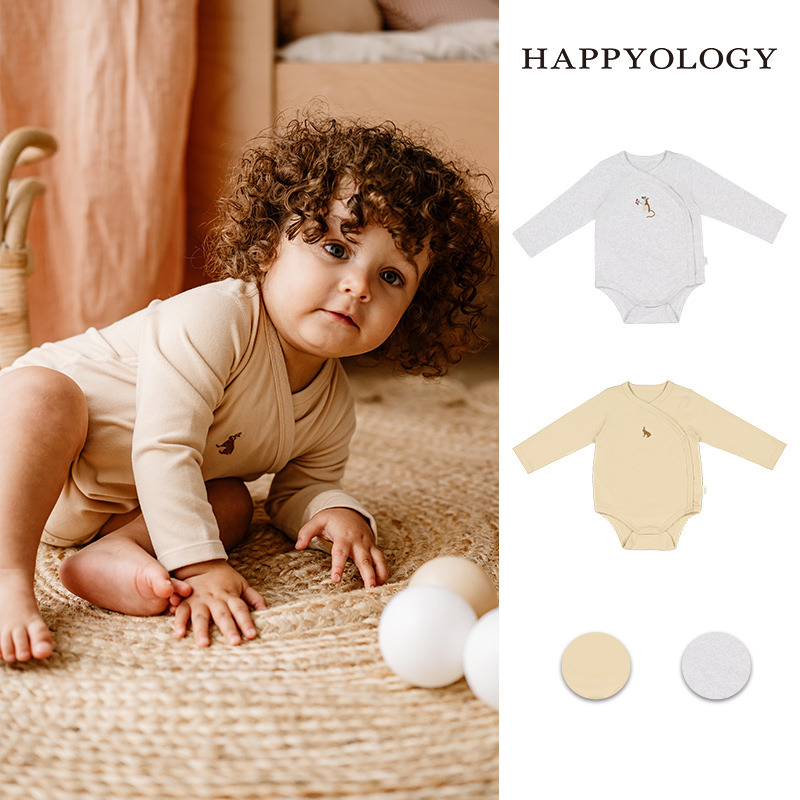 13843783.【新生儿好礼】happyology新生儿宝宝动物绣花针织连体衣长袖爬服