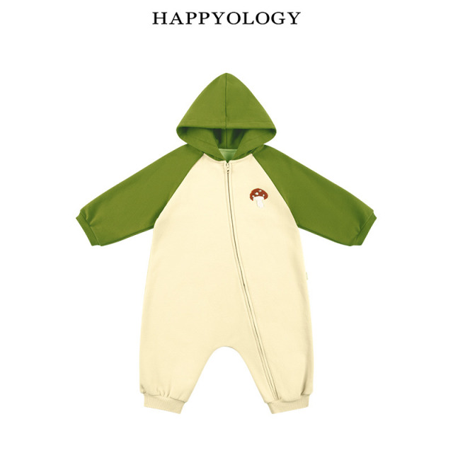 13848996.happyology儿童秋冬绣花撞色连帽连体衣家居服爬服
