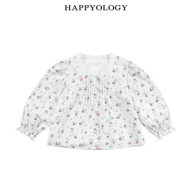 13849232.happyology儿童春秋甜美花边方领印花长袖衬衫